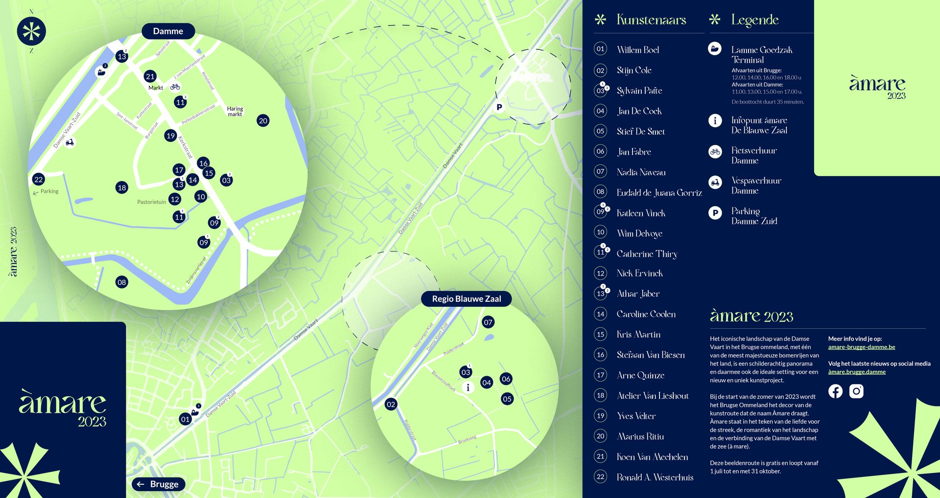 Amàre route map with artworks, with Koen Vanmechelen on number 21